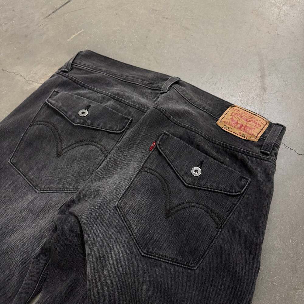 Levi’s 514 Black Jeans 36x30 Straight Leg Y2K Skater Grunge Denim